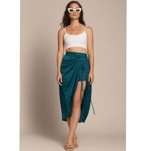 NWT BAND OF THE FREE Celene Deep Teal Layered Midi Skirt Sz Medium Boho Chic